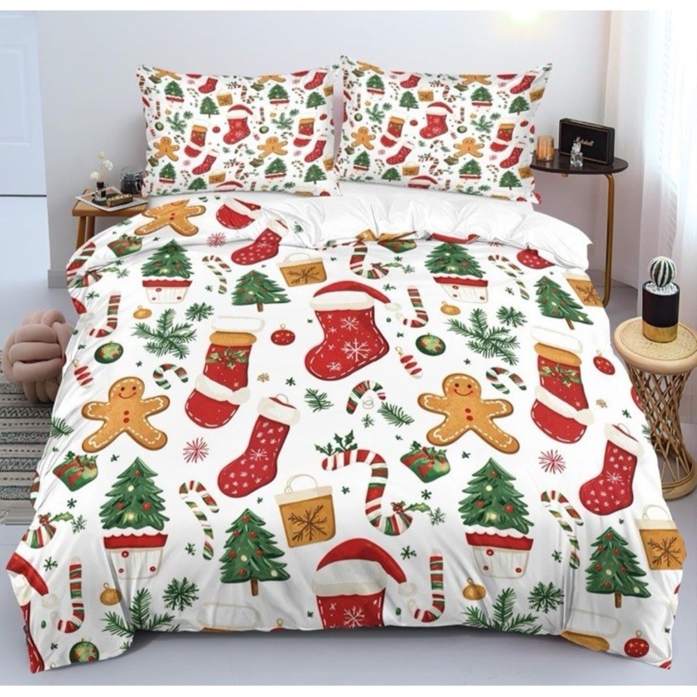 Christmas Duvet Cover Full Size Set - Extra Soft Full Duvet Cover with 2 Pillow - Picture 3 of 12